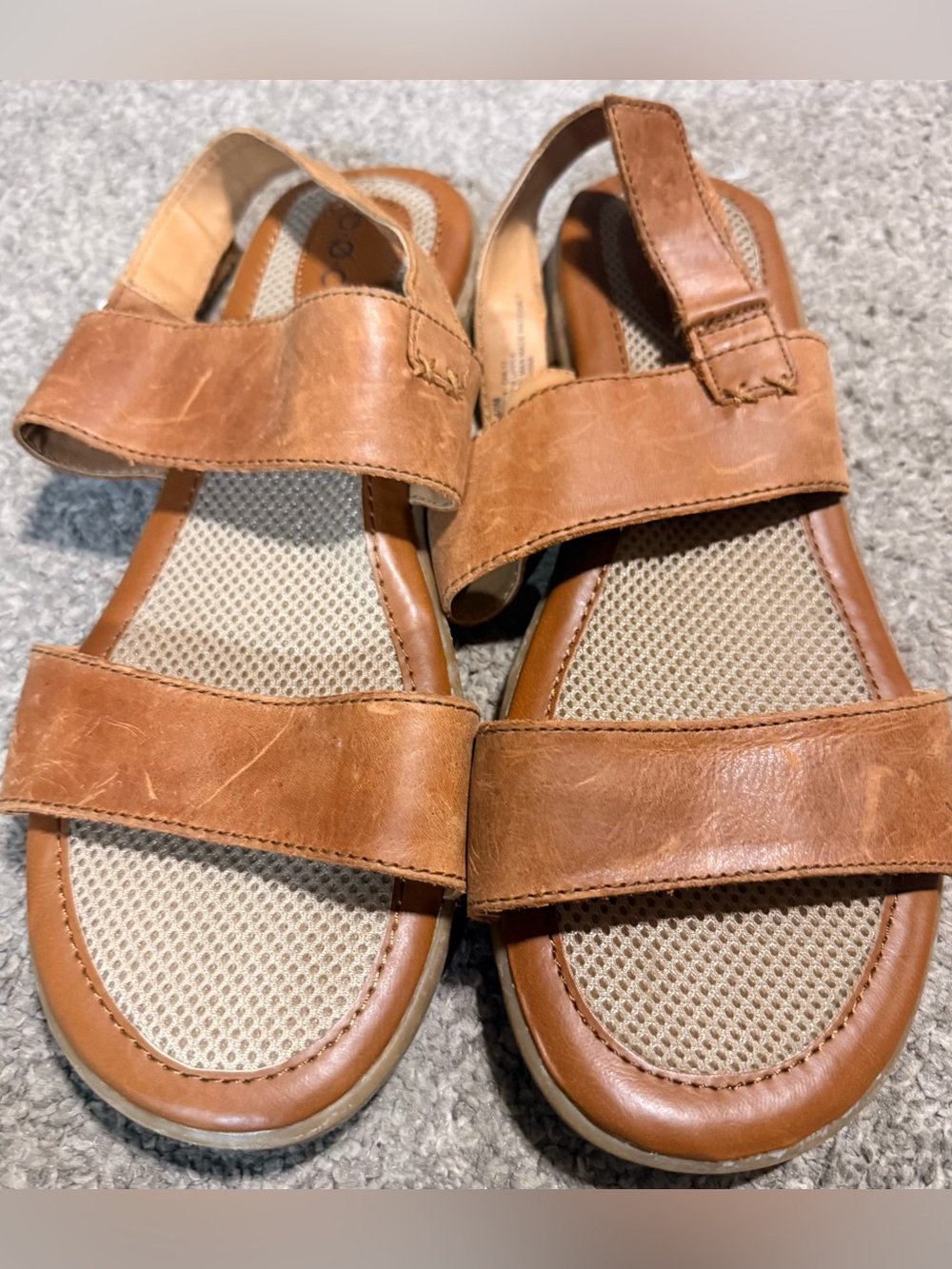 boc Women's Tan Leather Adjustable Strap Sandals Size-10